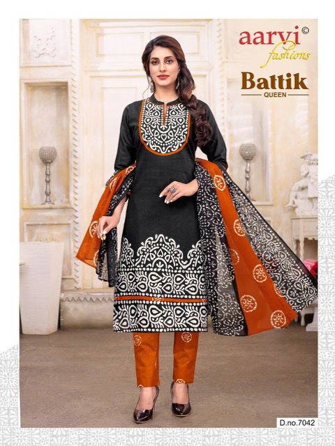 Aarvi Battik Queen Vol 1 Casual Wear Wholesale Cotton Dress Material
